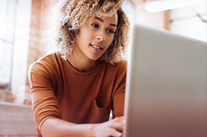 a woman at the computer